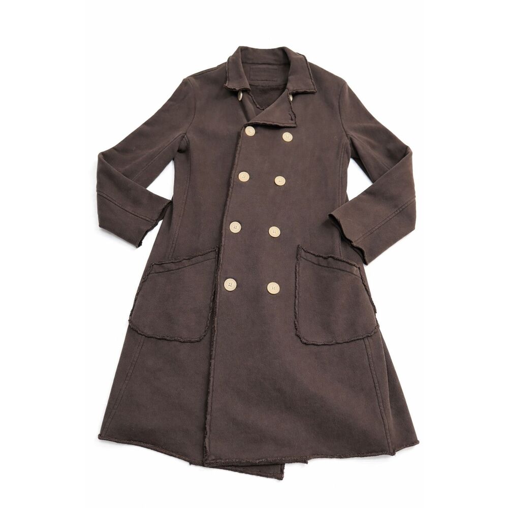 Frank & Eileen Tipperary Fringe Detail Brown Cotton Coat Size Small